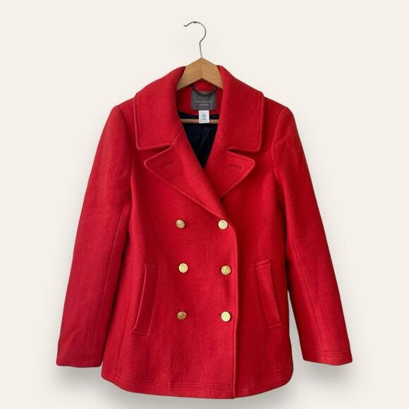 J. Crew Majestic Wool Peacoat 49360 Red Orange Double Breasted Jacket 10 Women’s - Picture 8 of 8